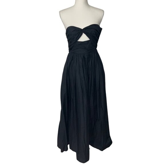 Matteau Bandeau Rouched Sundress in Black 2 New Womens Maxi Cotton Gown - Picture 4 of 16